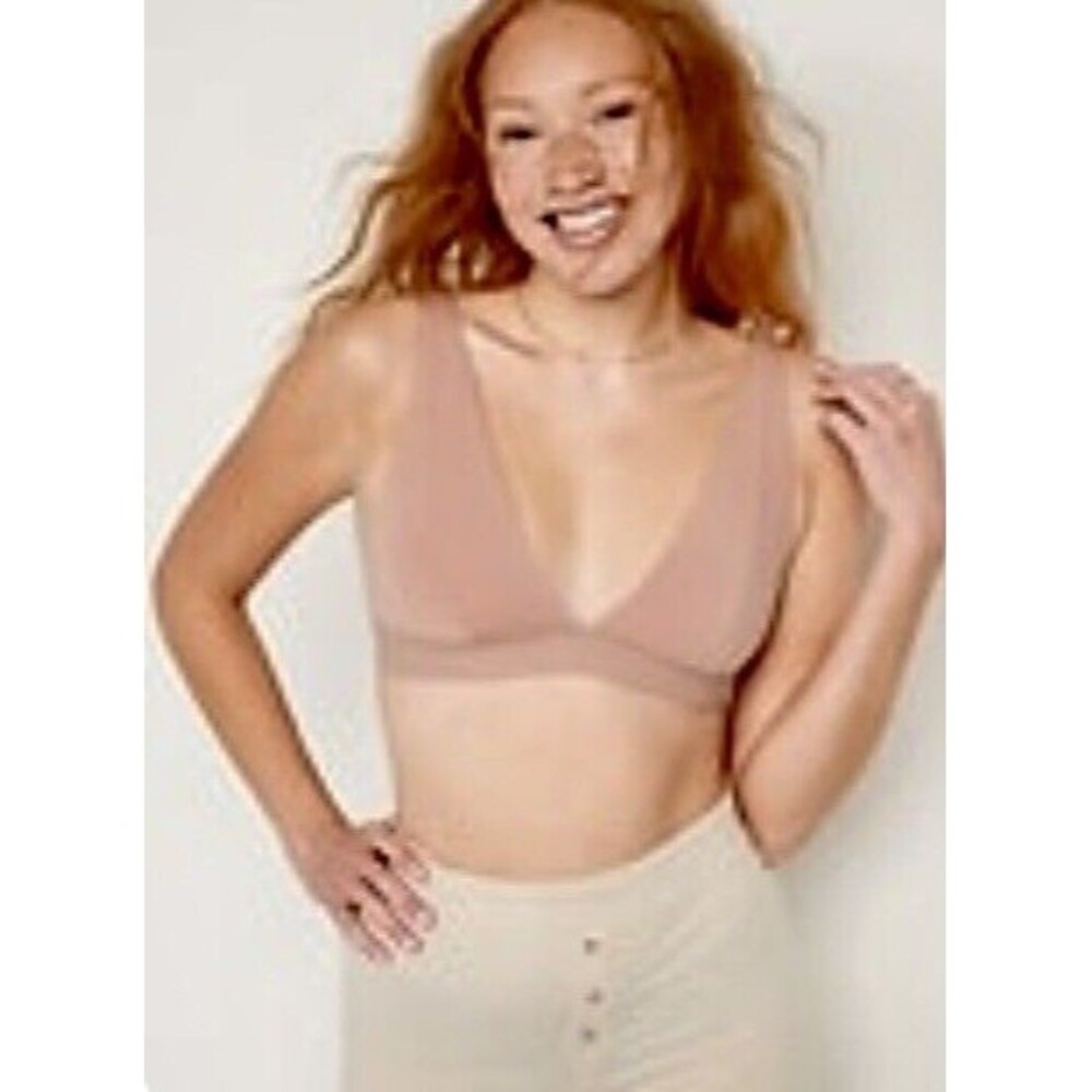 NWT Bralette Supima Cotton Blend Plunge XS Nude Old Navy Cozy Comfort Stretch